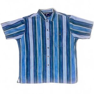 Spirit Men's Casual Blue and White Striped Shirt